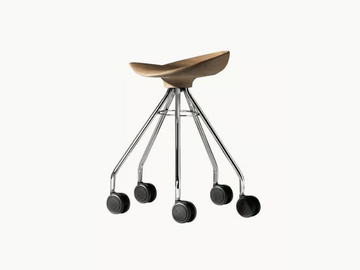 JAMAICA - Low trestle-based wooden stool with castors by BD Barcelona Design - view 2